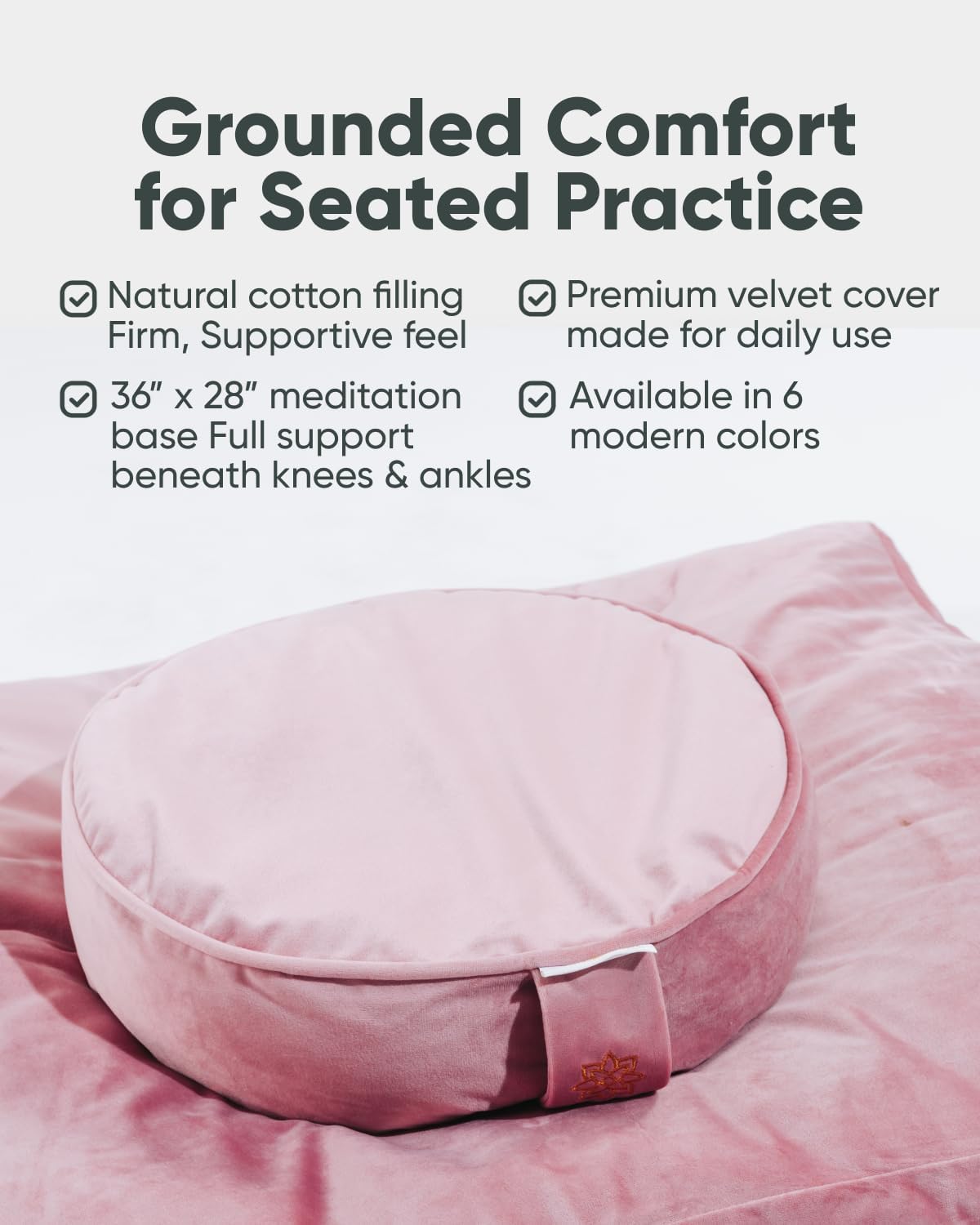 Mindful & Modern Zabuton Meditation Mat - Cotton Filled Yoga and Meditation Pad - Zabuton Meditation Cushion for Kneeling and Sitting Support - Large Rectangular Sitting Floor Pillow for Bench or Zafu