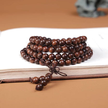 Handmade Mala Beads Bracelet 108 8mm Prayer Meditation Bracelet Sandalwood Elastic, Buddhist Beads, Prayer Mala Necklace for Men and Women Gifts