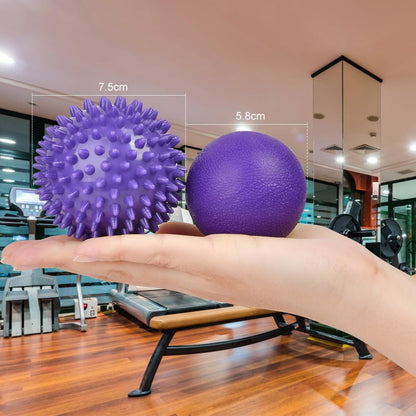 URAQT Spiky Massage Ball Set, 2 Pack Physical Therapy Massage Balls, Hard Lacrosse Ball & Spiky Massage Ball for Myofascial Release and Trigger Point Deep Tissue Massage (Red)