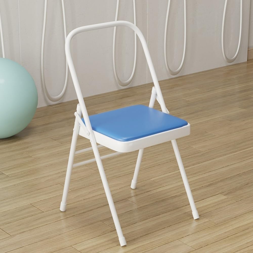Folding Yoga Chair, Iyengar Yoga Auxiliary Chair Non-Slip Folding Stool for Flexibility, Strength Training, Balance Handstand(Black)