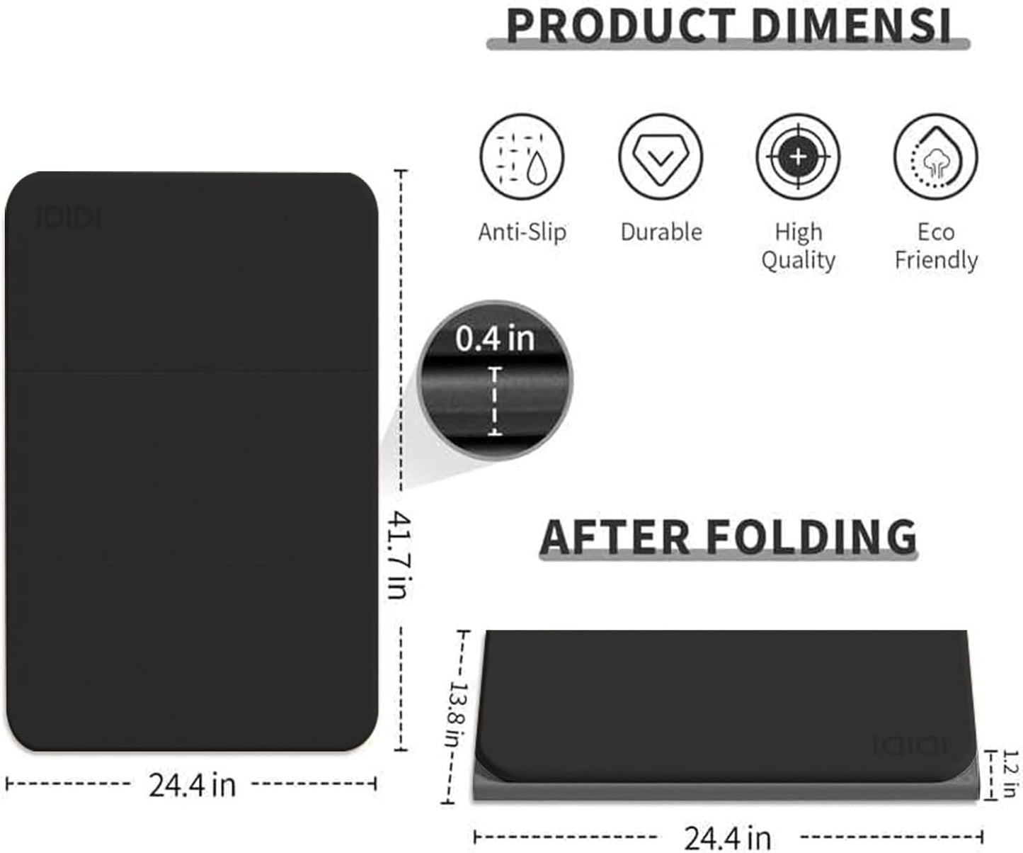 Foldable Exercise Pad for Gym or Home Use, (1.2" x 14"x 24"）Extra Thick and Wide Multi-Functional Knee Pad Cushion & Push Up Mat for Man Woman Kids, Non-Toxic POE Kids Yoga Mat, Lightweight Elbow Cushion for Yoga, Pilates