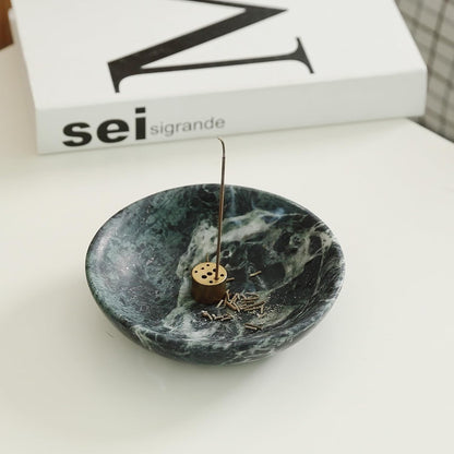 Koville Natural Marble Incense Holder, Incense Holder for Sticks with 9 Holes, Handmade Incense Burner Ash Catcher for Meditation Yoga SPA, Balsam Fir/Palo Santo/Sage/Cone (RoyalBeige)