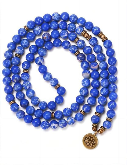 Mala Bead Strand Bracelet, 108 Buddhist Prayer Beads Yoga Meditation Green Malachite Beads Necklace Women man