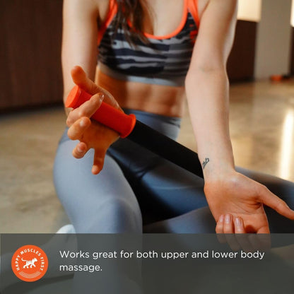 Tiger Tail 11in Massage Stick Portable Roller, Handheld, Deep Tissue Foam Roller for Legs, Neck, Calves, Thighs, Shins & Back, The Roadster 11, Made in USA, Orange Black