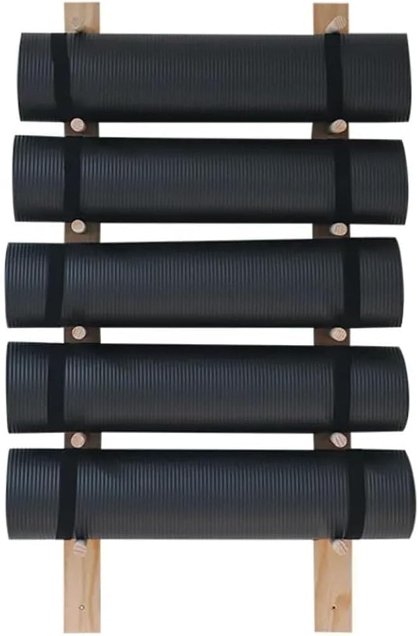 Wooden Yoga Mat Holder Wall Mount, Wood Yoga Mat Storage Rack as Shoe Hanger, Yoga Mat Organizer, or Gym Shelf for Home Gym Wall Storage