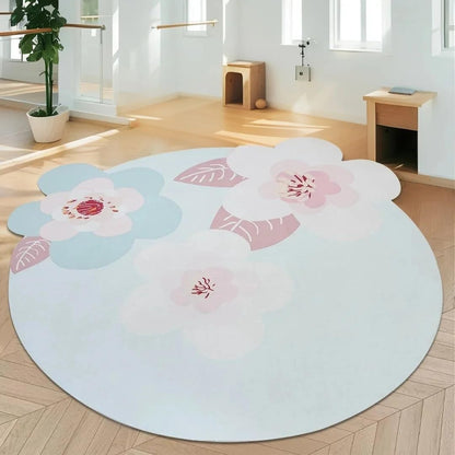 ABREEZE Irregular Large Flower Meditation Mat Non Slip Round Pilates Yoga Mat Natural Rubber with Sueded Surface Exercise Mat