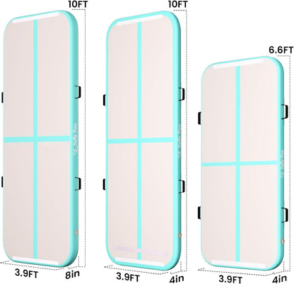 Inflatable Gymnastics Air Mat 6.6ft/10ft – Shock-Absorbing Tumble Track for Safe Home, Gym & Outdoor Training with Electric Pump