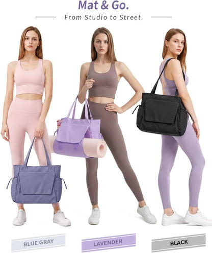 sportsnew Yoga Mat Bag Tote Yoga Gym Bags For Women Men with Waterproof Wet Pocket & Hook-and-loop, Quick Access Storage Yoga Mat Bag Carrier