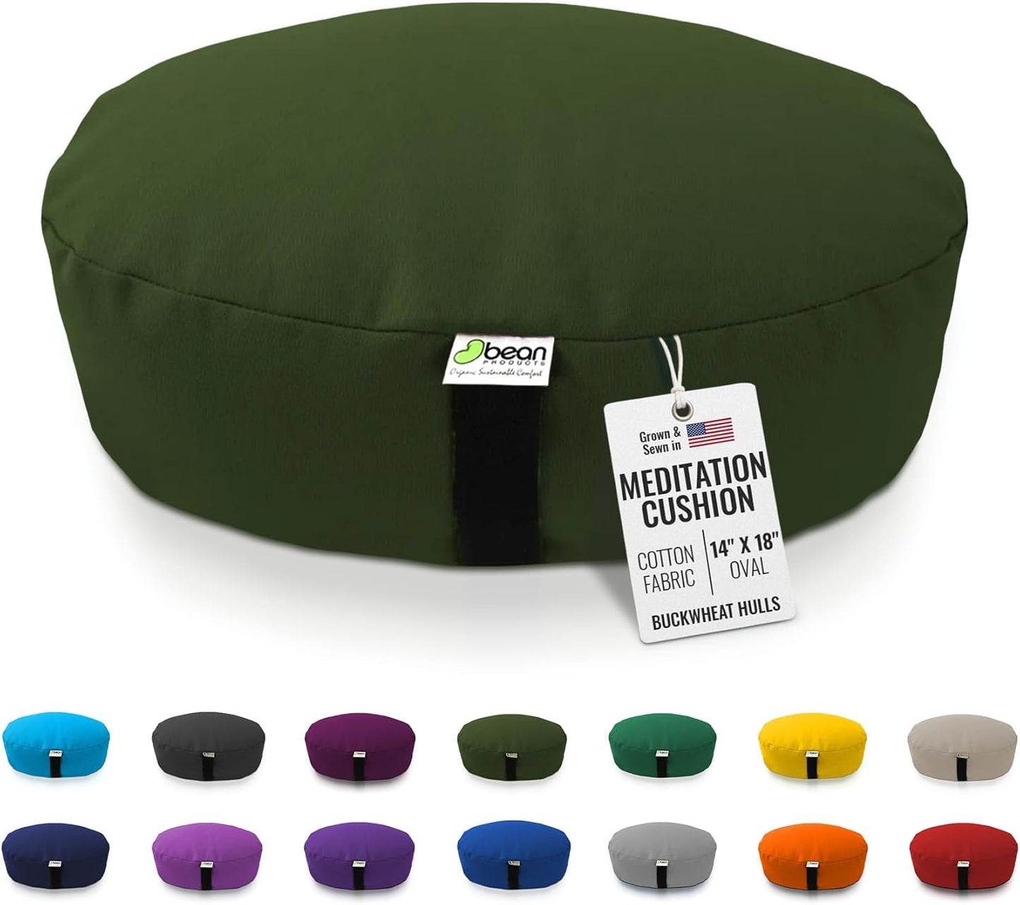 Bean Products Zafu Meditation Pillows for Sitting on Floor, Yoga Cushion, Cotton/Buckwheat Fill Yoga Pillow, Zafu Meditation Cushion, Zen Kneeling Prayer Pad- Made in USA - 14" Round - Saffron