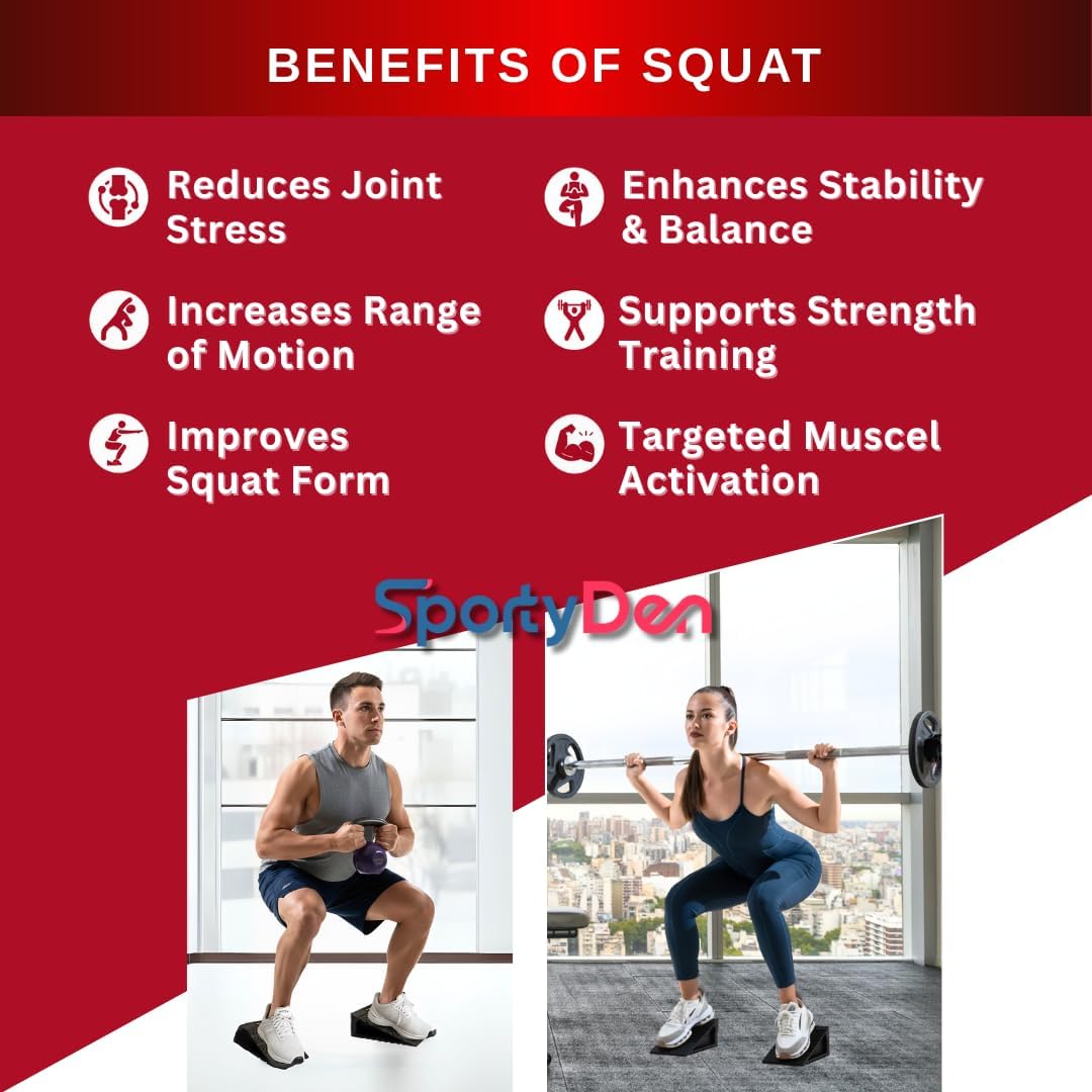 Squat Wedge Block - Non Slip Rubber - 3 Adjustable Angles - Men Shoe Size up to US11-4Pcs Set - Heel Elevated Squat - Calf Raises Ramp - Weight Lift & Stretch - 2 Bands & a Carry on Bag