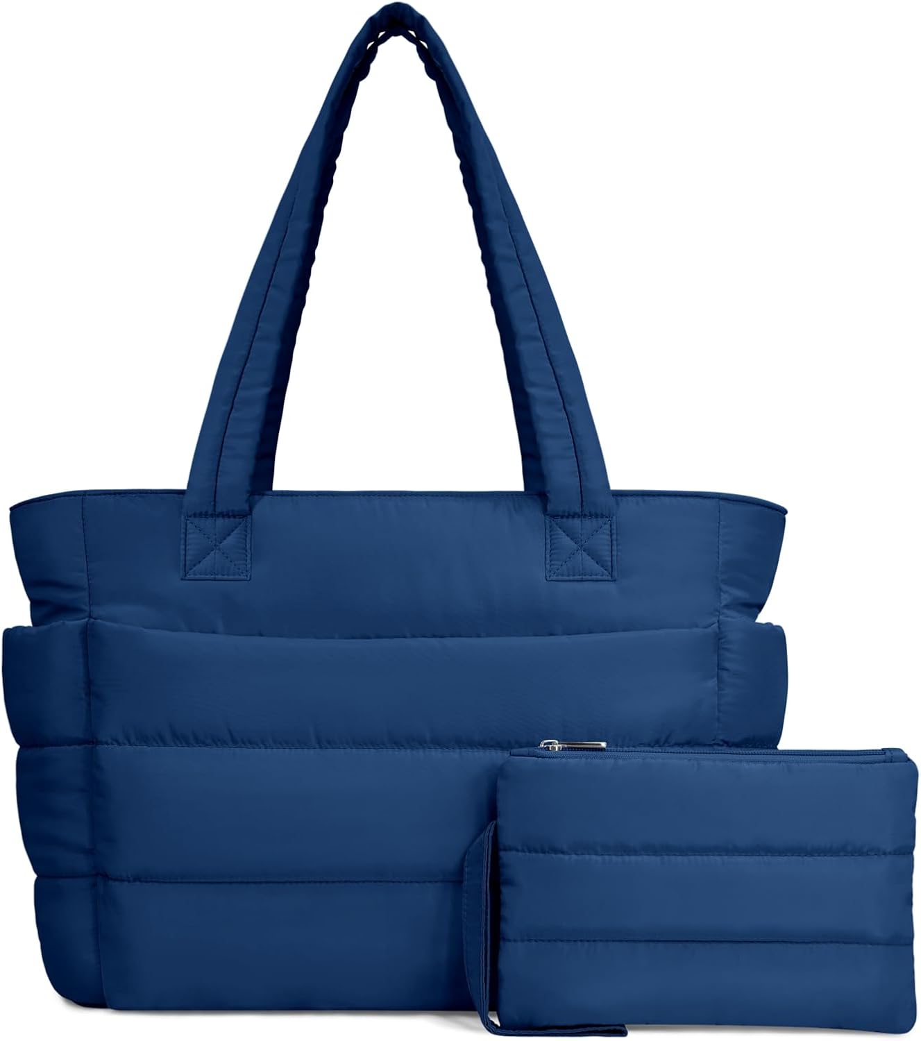 TOPDesign Puffer Tote Bag for Women, Lightweight Puffy Handbag with Compartments, Quilted Shoulder Bag for Work, Travel, Gym - Colors A