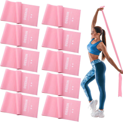 DEEKIN 10 Pcs Resistance Bands Professional Exercise Elastic Bands Latex-Free Yoga Starter Set for Pilates, Physical Therapy, Strength Training, Yoga, Working Out for Women Home Gym