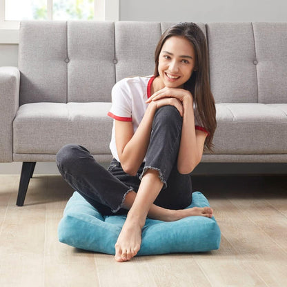 Meditation Floor Pillow Set of 2, Round Large Pillows Seating for Adults, Tufted Corduroy Cushion for Living Room Tatami, Beige 22 Inch