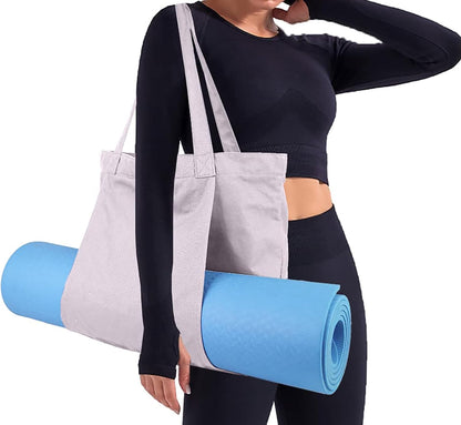 Yoga Mat Bag for Women, 100% Cotton Canvas Tote with Wet/Dry Pocket, Bottle Holder and Inner Zipper Pocket, 25L Carrier for Pilates and Travel