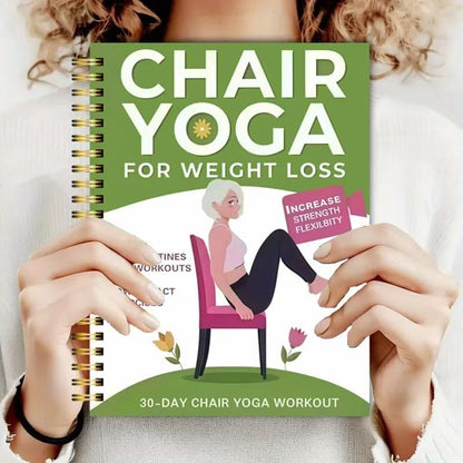 Chair Yoga for Seniors Over 60 Book & Chart, Chair Yoga for Weight Loss & Toning, 30-Day Challenge, Exercise Book for Seniors over 60 (Black)