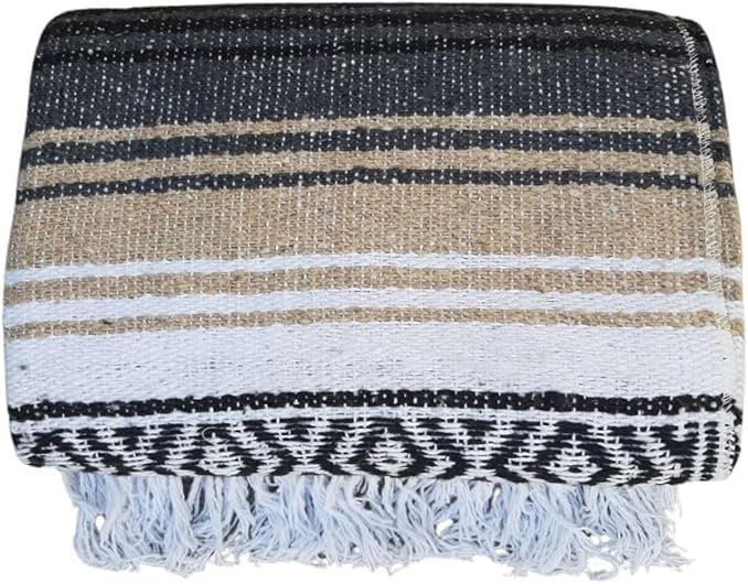 Open Road Goods Bulk Falsa Blankets - Handwoven Authentic Mexican Falsa - Great for Weddings, Yoga, Beach, Picnics, or Mexican Throw! (Tan, 7 Pack)