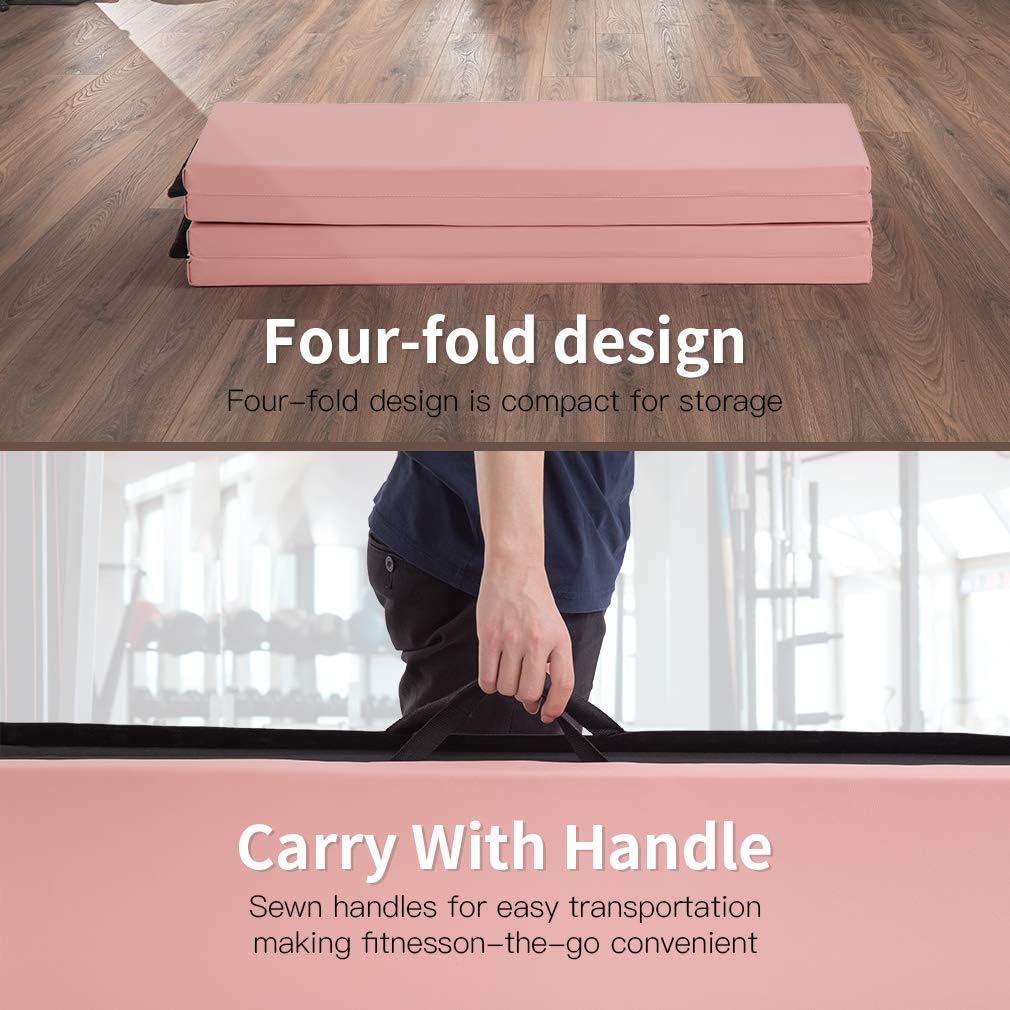 Gymnastics Tumbling Mats Portable Gymnastics Mat Folding Tumbling Mat Thick Yoga Mat Exercise Mat with Carrying Handles for home Workout outdoor Yoga Gymnastic