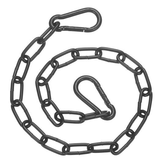 PATIKIL 2 Pcs Gate Chain Lock, 26 in x 4mm Chain Dia Alloy Steel Hanging Chain Lock with 2 Open Clasps for Stall Barn Fence Gate Hammock Swing Punching Bags Sandbag Yoga Gym, Black