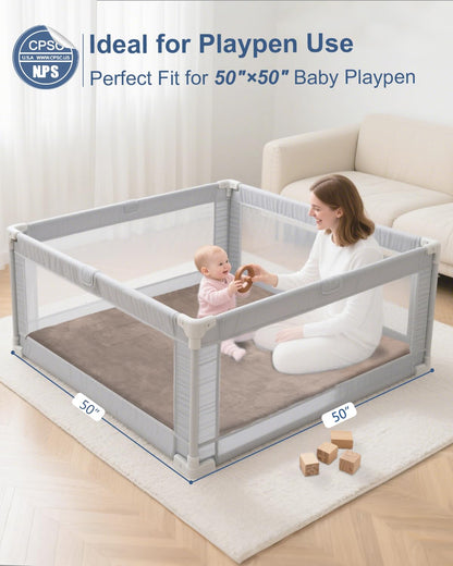 Large Thick Baby Play Mat for Floor,Padded Foam 59x79 Playpen Mat,Soft Support&Plush Feel Nursery Kids Rug,Non Slip for Toddler,Infants,Kids Playroom,Yoga,Baby Crawling,Tummy Time (Light Grey)
