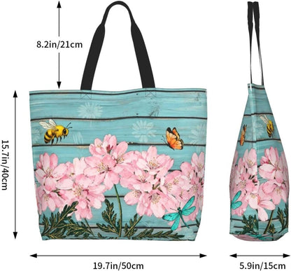 Tote Shoulder Bag Large Durable Reusable Eco-friendly Handbag Lightweight Stylish for Daily Use-19.7x15.7x5.9 Inch - Colors B