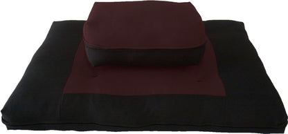 D&D Futon Furniture Zabuton Zafu Set, Yoga, Meditation Seat Cushions, Kneeling, Sitting, Supporting Exercise Pratice Zabuton & Zafu Cushions. (Burgundy)