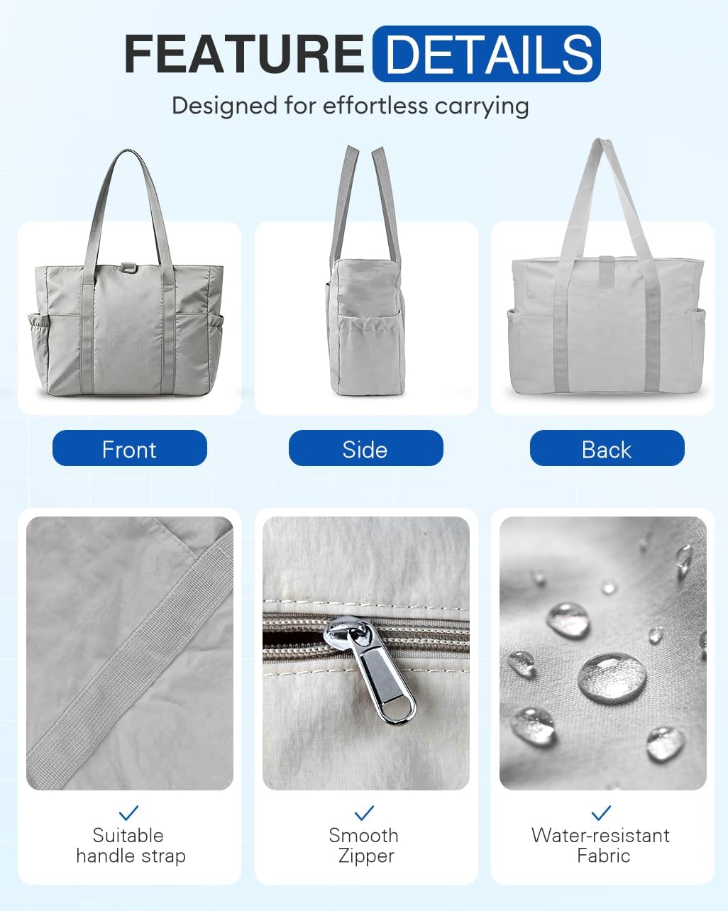 Tote Bag for Women, 26L Capacity Travel Purses Work Bag, Small Zipper Tote Bag for Travel Nurse Gym Teacher