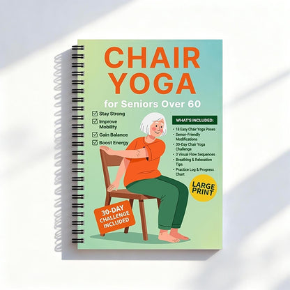 Bllavie Chair Yoga for Seniors Over 60 Book Chart,30day Beginner,Challenge to Restore Strength,Mobility,Balance and Loss Weight,Complete Guide to Look Senior Chair Exercises for Women & Men(Gradient Green)