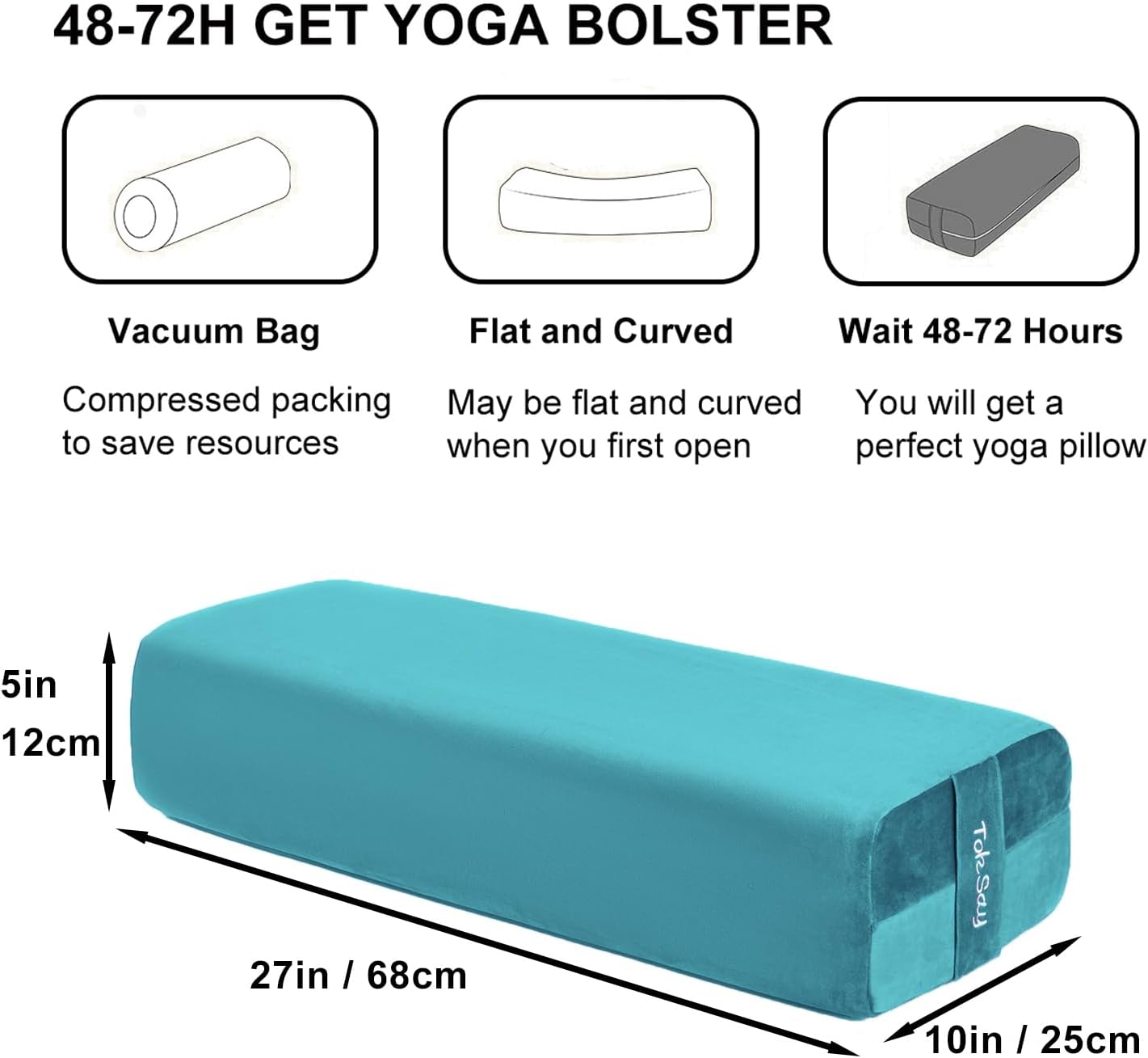Rectangular Yoga Bolster Pillow, Meditation Pillow for Yin & Restorative Yoga, Filled with Wasted Sponge