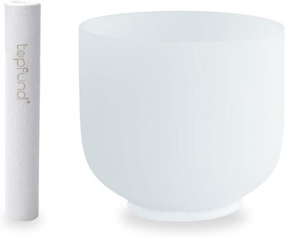 TOPFUND F Note Crystal Singing Bowl 10 inch Heart Chakra with Heavy Duty Carrying Case and Suede Mallet