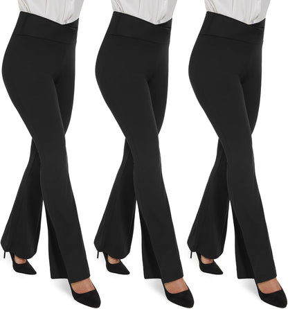 TNNZEET Black Flare Leggings for Women, Crossover Yoga Pants with Pockets Bootcut Flared Leggings
