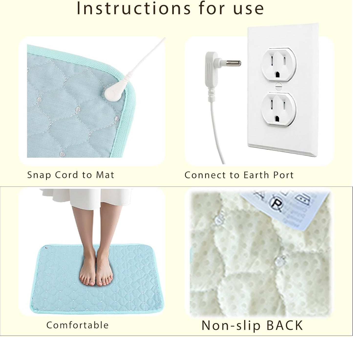 Conductive Metal Fabric Grounding Mat Set with Grounding Wristband and 15ft Cord for Bed/Desk/Floor/Feet - Machine Washable, Healthy Material to Improve Sleep and Wellness