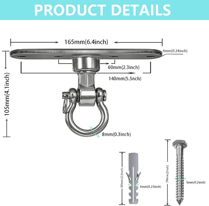 Heavy Bag Hanger,Stainless Wall Ceiling Mount Hook 180°/360° Rotation Wood Beam Holder Body Weight Strength Training Systems, Aerial Yoga Swing & Hammock