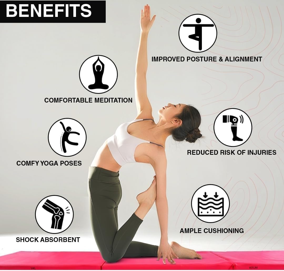 BIP High Destiny Foam Foldable 72 x 24x 22 mm Yoga Gym Mat for Men and Women (Red)