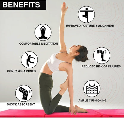 BIP High Destiny Foam Foldable 72 x 24x 22 mm Yoga Gym Mat for Men and Women (Red)