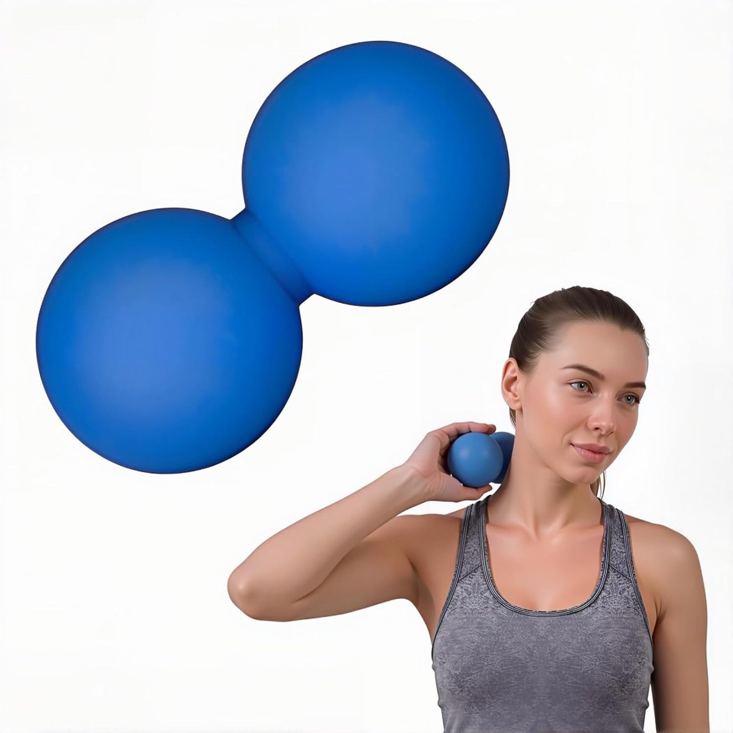 Blue Peanut Massage Ball Double Lacrosse Ball for Myofascial Release Deep Tissue Massage Tool for Trigger Point Therapy Relieve Muscle Pain in Neck Back Shoulders Hips & Legs Lightweight