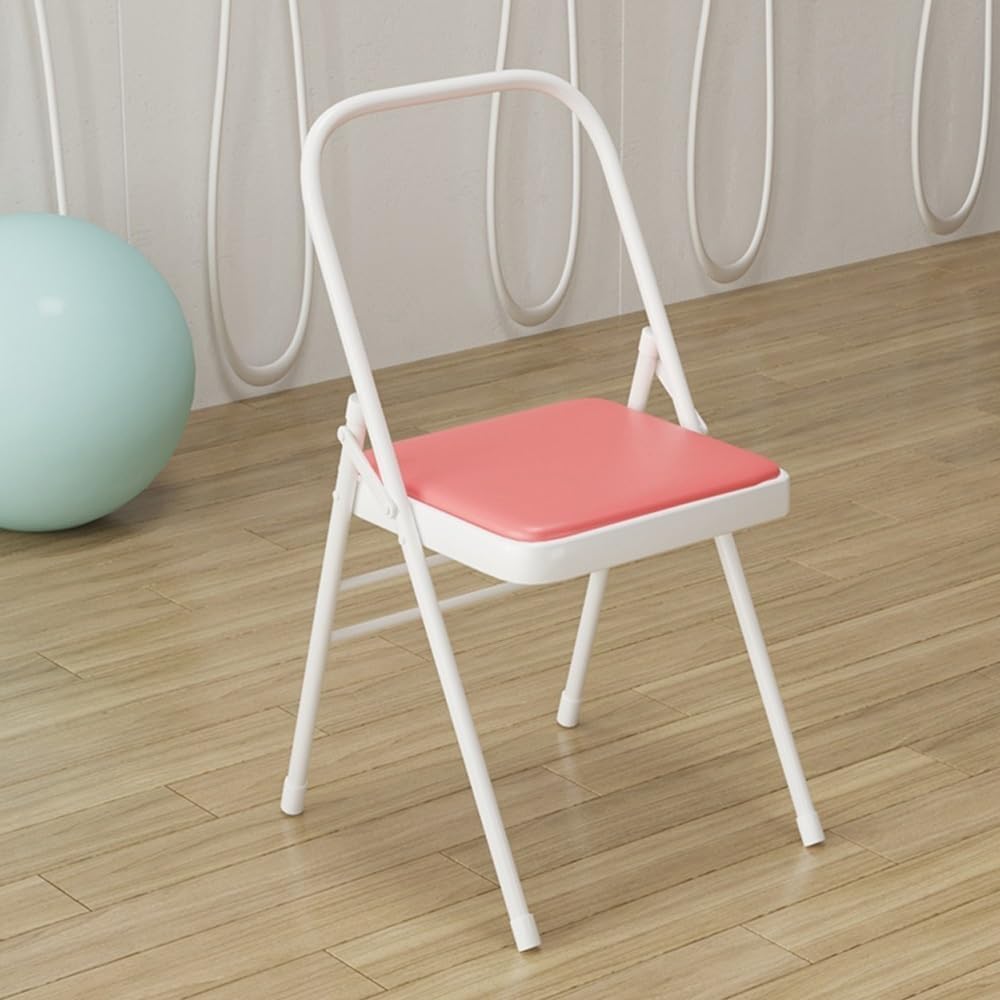 Folding Yoga Auxiliary Chair Non-Slip Folding Chair, Iyengar Beginner Yoga Chair, for Flexibility, Strength Training, Balance Handstand(Brown)