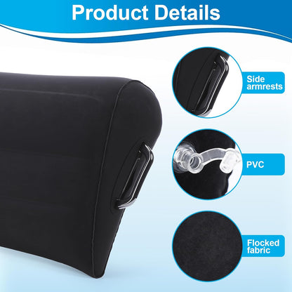 Gugxiom Portable Wedge Pillow Inflatable Cushion, Inflatable Lumbar Pillow, Use in Office Chair Car Seat Bed Travel Camping, for Yoga Sleeping Reading Lumbar Support Cushion (Black)