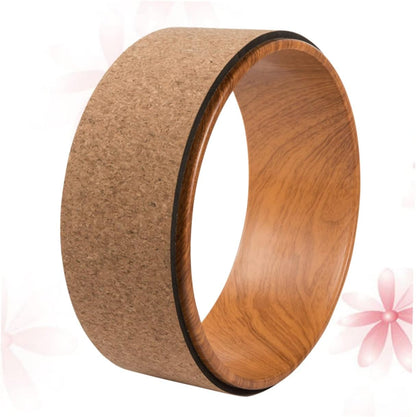 Natural Cork Yoga Wheel for Backbend and Stretching Durable Exercise Circle for Yoga Training Massage Tool for Back Pain Relief and Muscle Warm-up