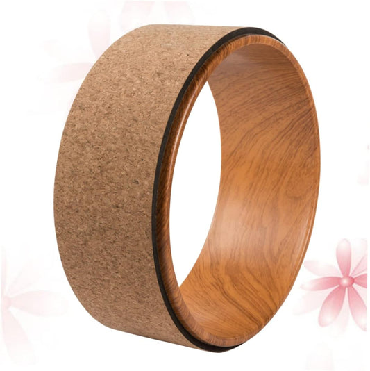 Natural Cork Yoga Wheel for Backbend and Stretching Durable Exercise Circle for Yoga Training Massage Tool for Back Pain Relief and Muscle Warm-up