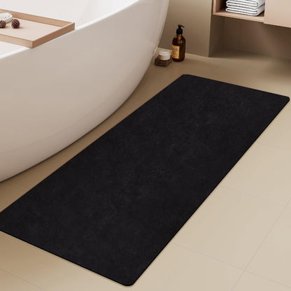 TYUU Bath Mat, Bathroom Rugs Non Slip Washable Thin Absorbent Quick Dry Bath Mat Fits Under Door Bathroom Floor Mat Perfect for Bath, Shower, or Sink 24"x36" Dark Grey