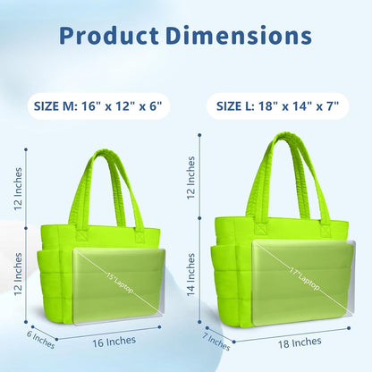 TOPDesign Puffer Tote Bag for Women, Lightweight Puffy Handbag with Compartments, Quilted Shoulder Bag for Work, Travel, Gym - Colors B