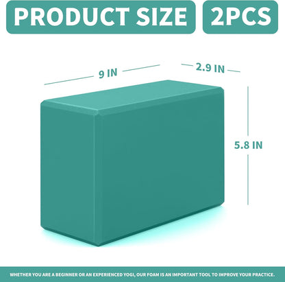 Yoga Blocks 2 Pcs, 9"x6"x3" Yoga Brick Foam Blocks EVA Foam Block Yoga Props Accessories for Yoga Pilates Stretching and Meditation