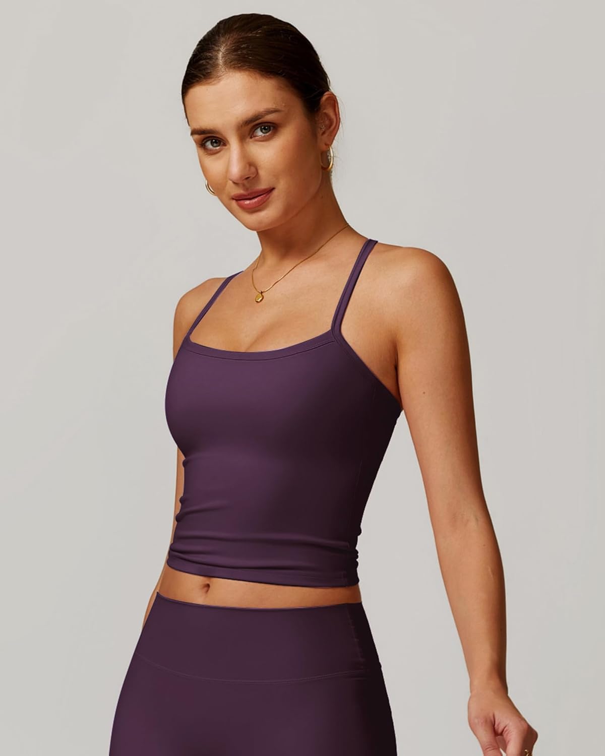 QBGJTD Womens Longline Sports Bras Cross Back Active Gym Yoga Padded Workout Crop Tank Top with Built in Bra