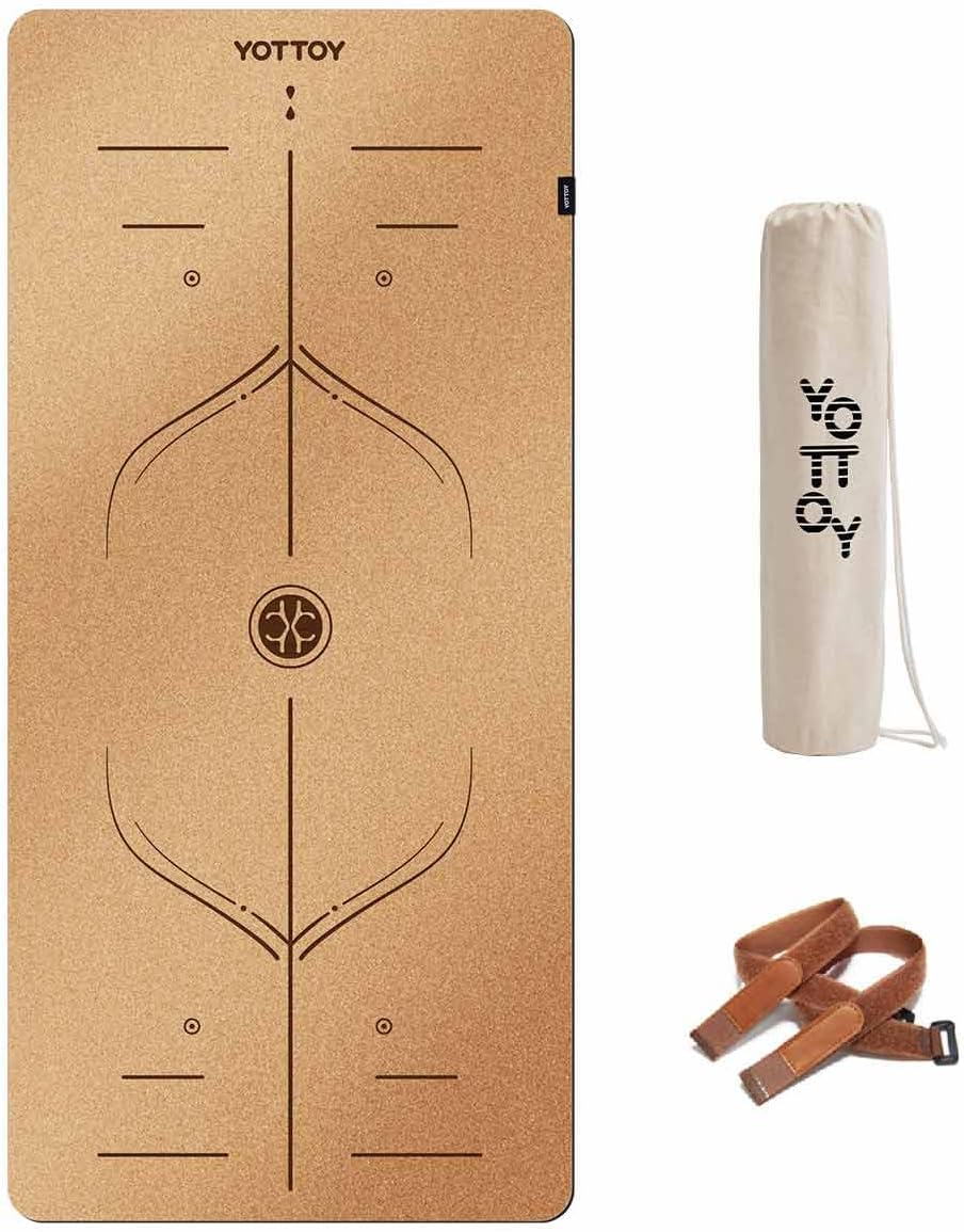 YOTTOY Yoga Mat,Non-Slip Hot Yoga Mat with Anti-Tear Design and Friendly Natural Rubber Mat with Strap and Bag