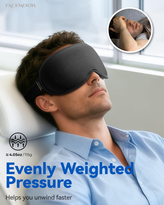 Weighted Eye Mask for Sleeping - 3D Blackout Sleep Mask for Women Men, Zero Eye Pressure, Lash-Friendly, Adjustable Strap, Airplane Travel Essentials for Long Flight & Road Trip, Meditation Mask(Gray)