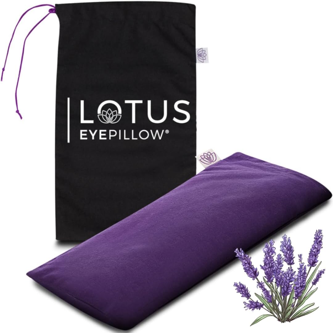 Weighted Lavender Eye Pillow for Women, NOLAVA Includes Free App Meditations, Migraine & Headache Relief, Microwave Hot or Cold Compress, Organic Cotton, French Lavender +Flax Seed, Yoga & Savasana