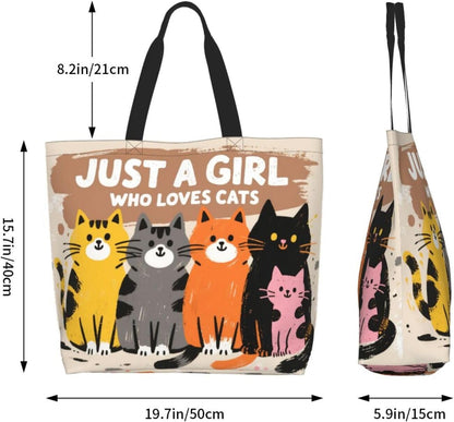Tote Shoulder Bag Large Durable Reusable Eco-friendly Handbag Lightweight Stylish for Daily Use-19.7x15.7x5.9 Inch - Colors A