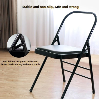 Yoga Chairs for Adults Folding Chairs with Comfortable Padded Yoga Auxiliary Chair Black/Brown Foldable Balance Chair(Black)