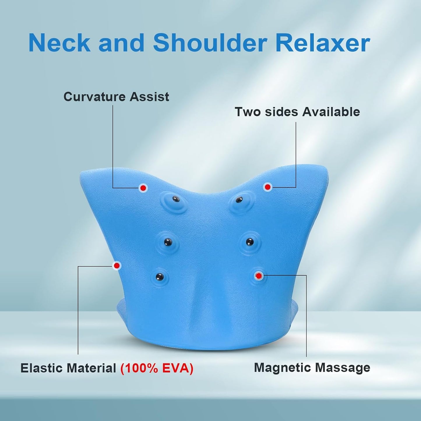 Neck Stretcher with Magnetic Therapy Acupressure for Pain Relief, Neck and Shoulder Relaxer, Chiropractic Pillow, Restore Neck Curve, Black