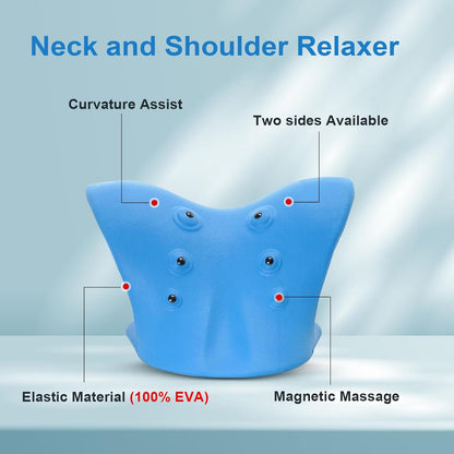 Neck Stretcher with Magnetic Therapy Acupressure for Pain Relief, Neck and Shoulder Relaxer, Chiropractic Pillow, Restore Neck Curve, Black